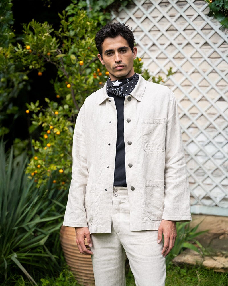 veste Sanshui en lin beige